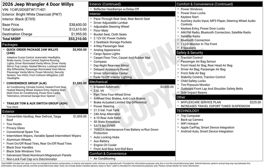 New 2026 Bright White Clear-Coat Exterior Paint Jeep Willys image 6