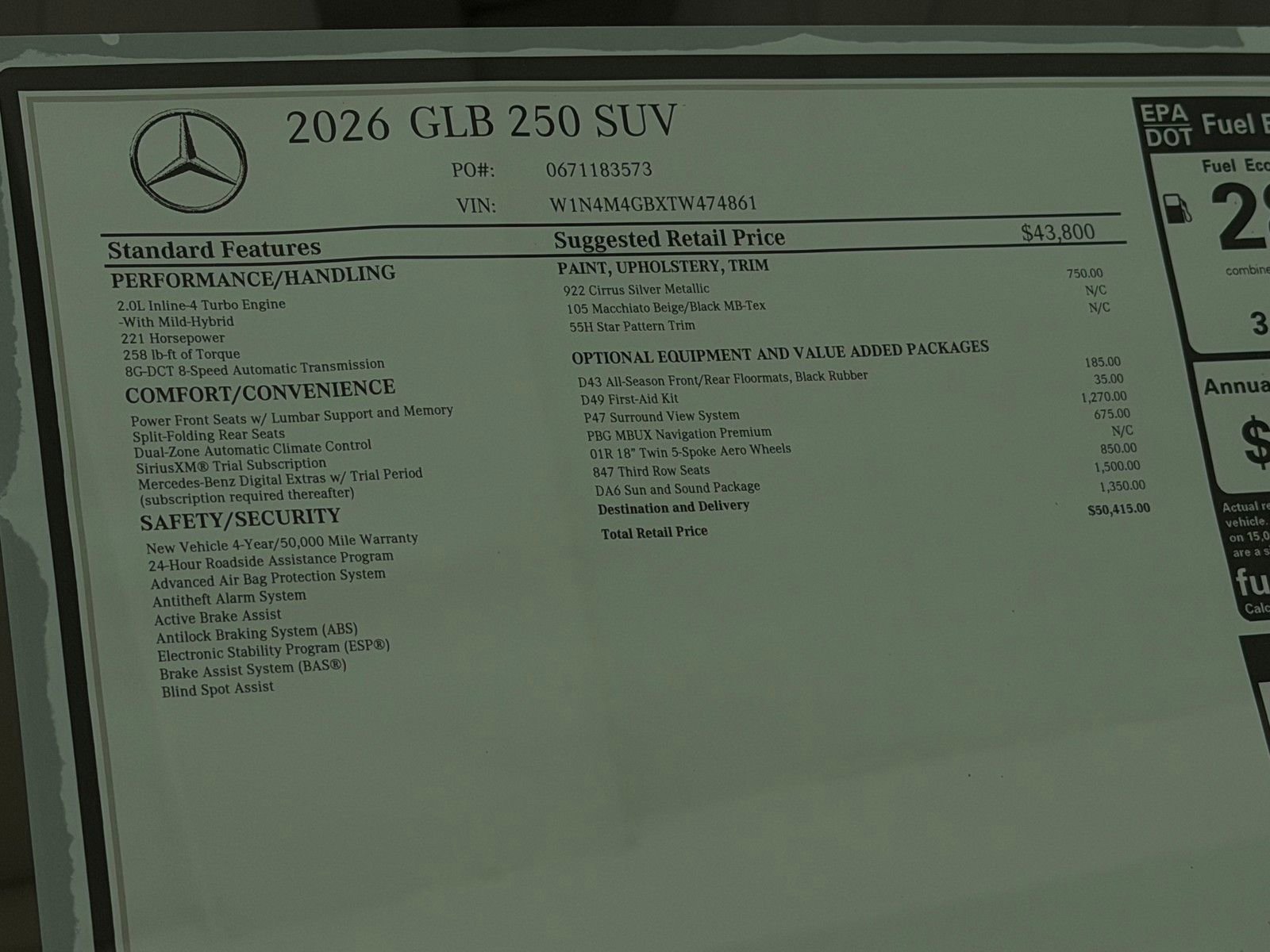 New 2026 Cirrus Silver Metallic Mercedes-Benz GLB 250 image 46