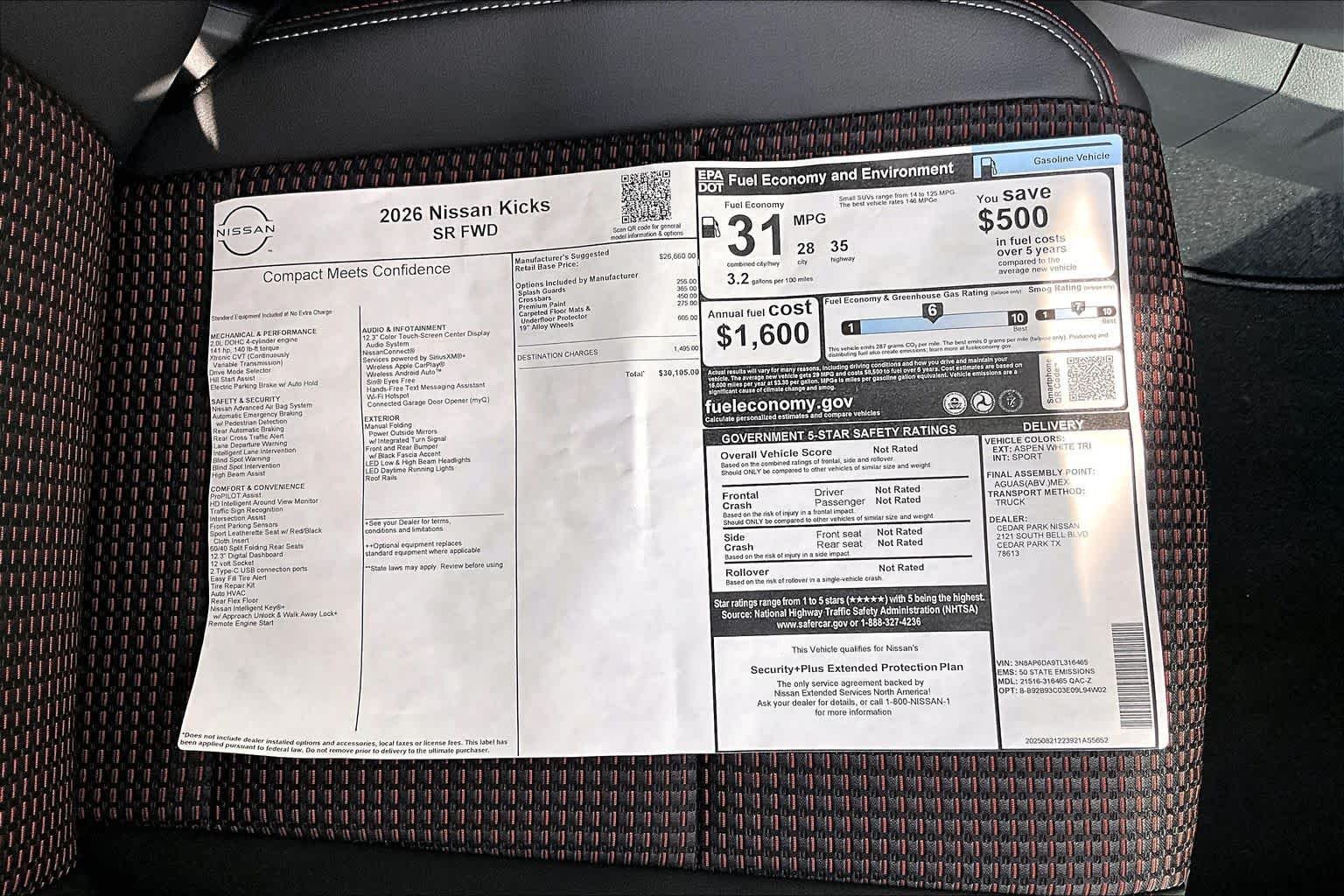 New 2026 Aspen White Tricoat Nissan SR image 19