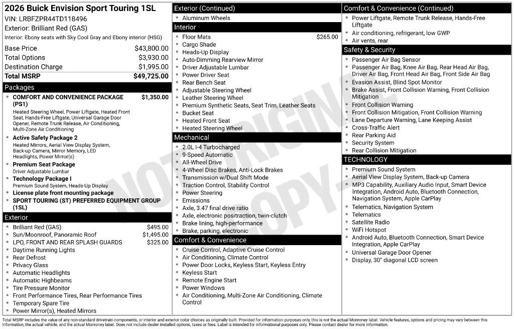 New 2026 Brilliant Red Buick Sport Touring image 6