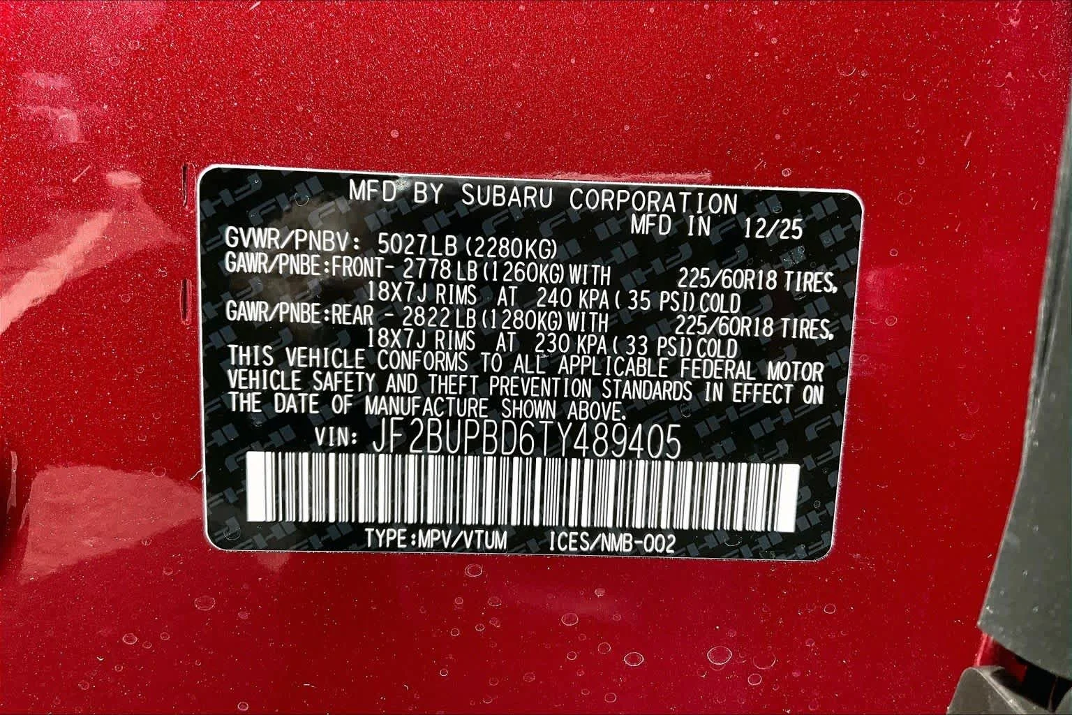 New 2026 Crimson Red Pearl Subaru Premium image 21