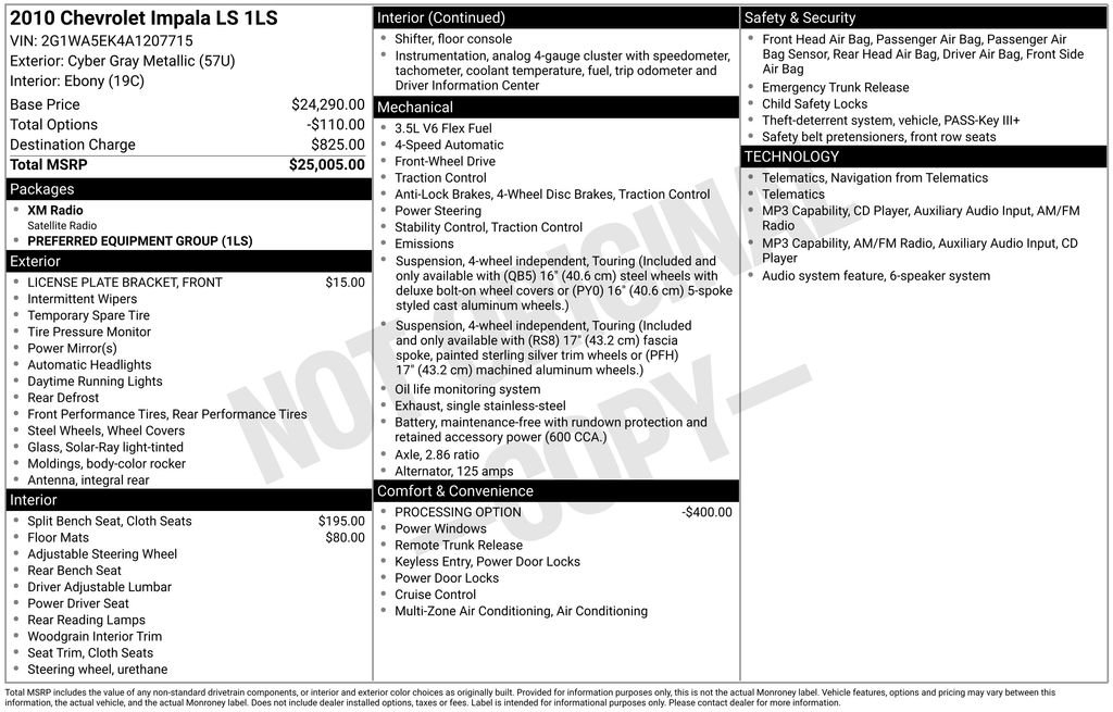 Used 2010 Gray Chevrolet LS image 3