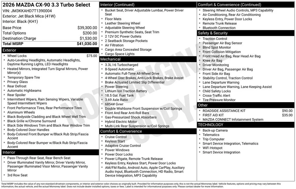 New 2026 Jet Black Mica Mazda 3.3 Turbo Select AWD image 24