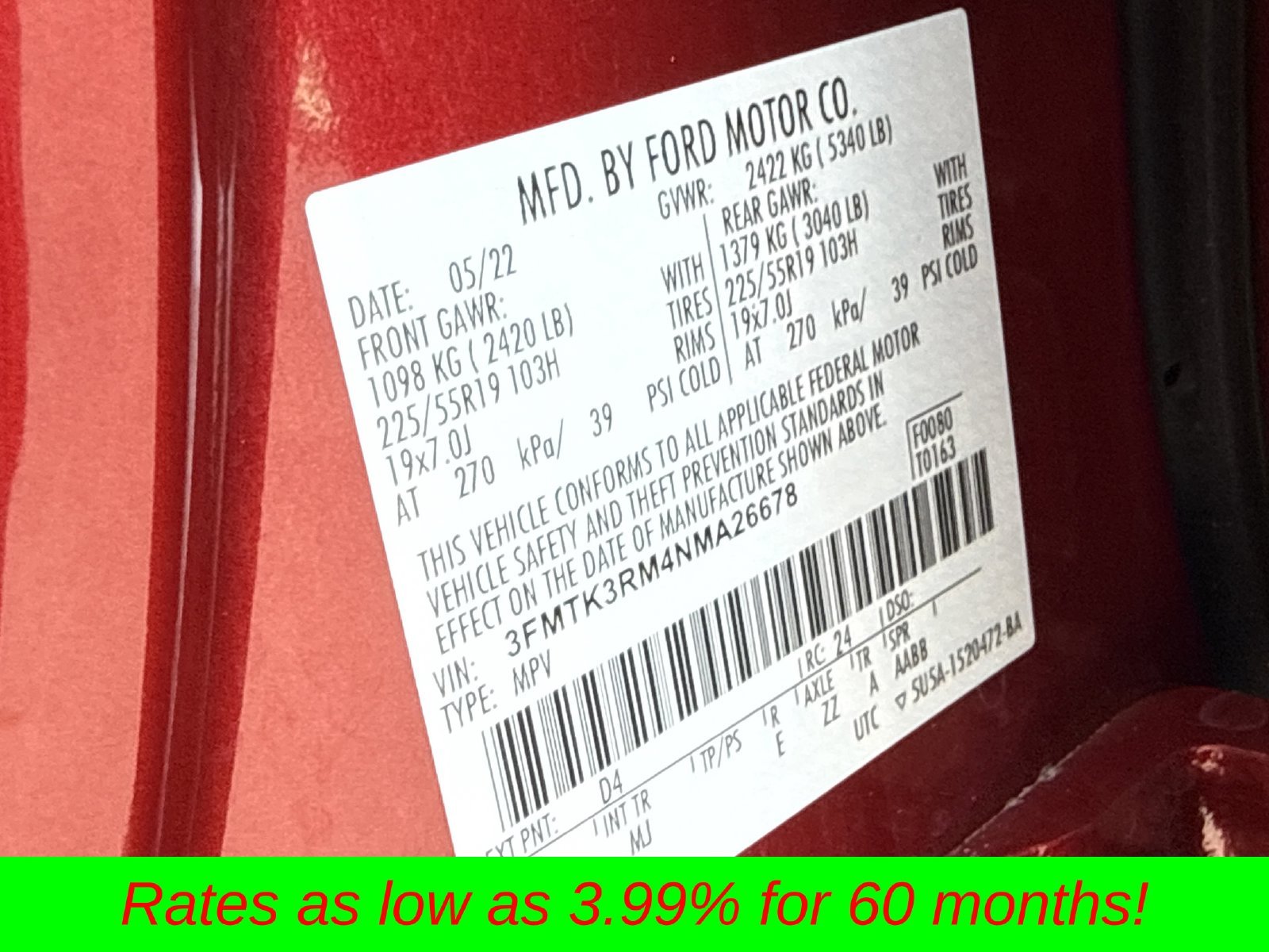Certified Used 2022 Rapid Red Metallic Tinted Clearcoat Ford Premium image 42