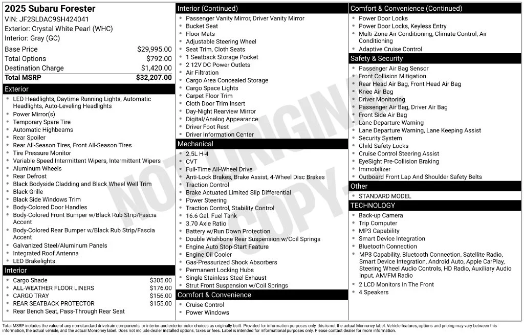 Used 2025 White Subaru Base image 39