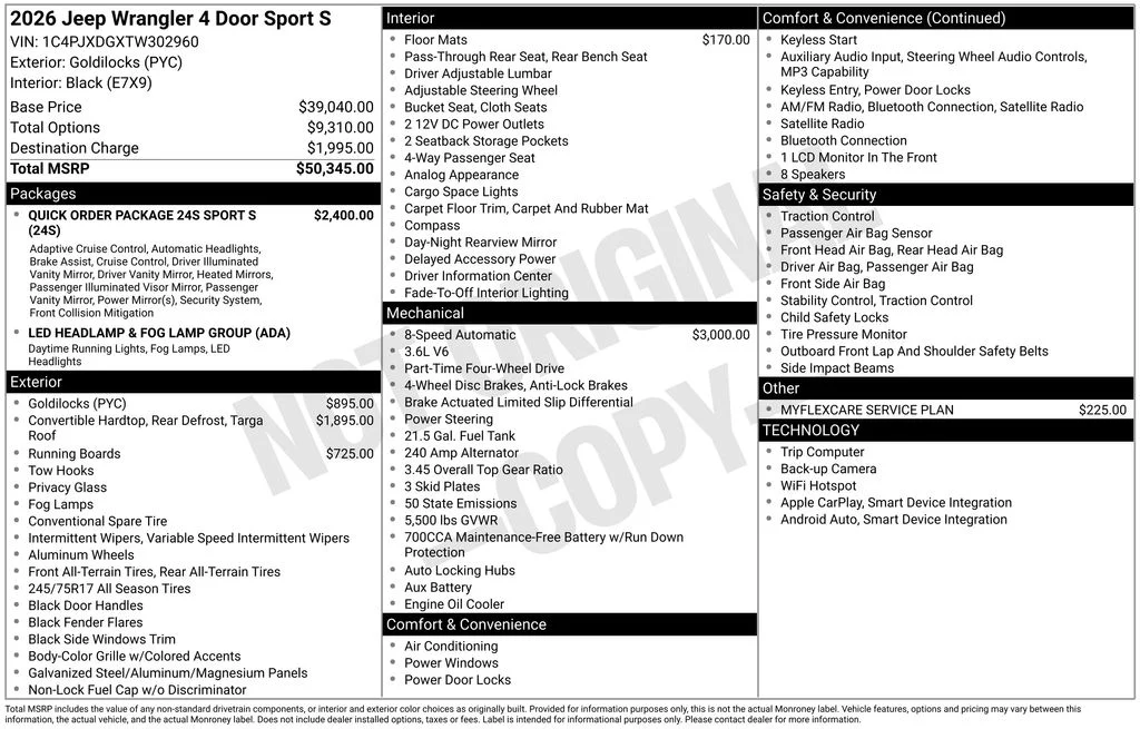 New 2026 Goldilocks Exterior Paint Jeep Sport S image 7