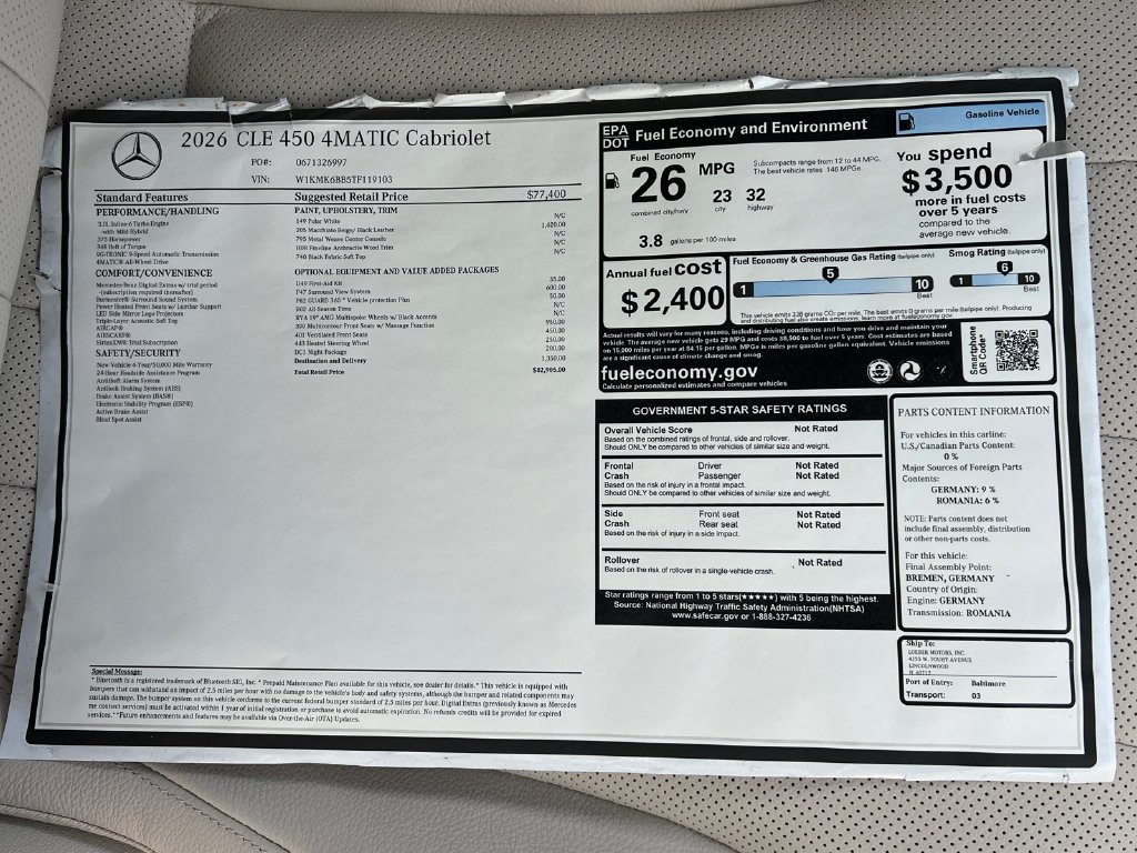 New 2026 Polar White Mercedes-Benz CLE 450 image 74