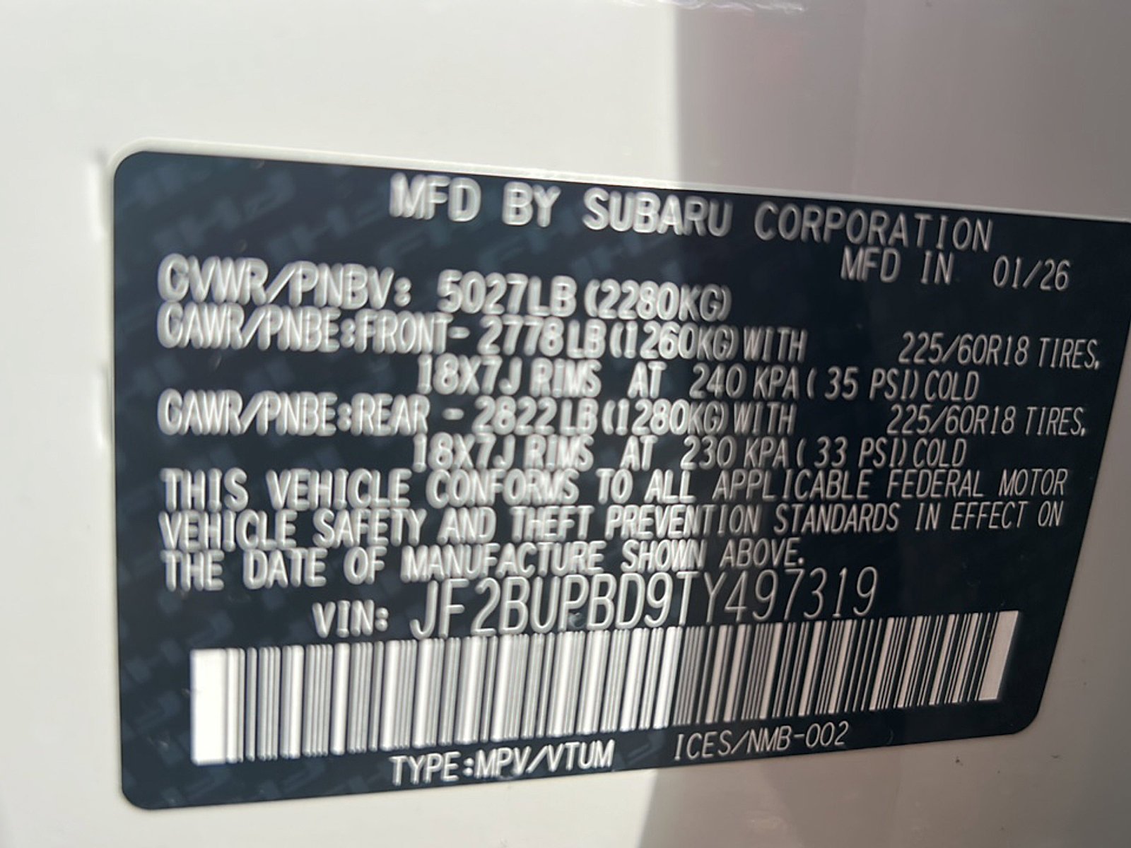 New 2026 CRYSTAL WHITE PEARL Subaru Premium image 17
