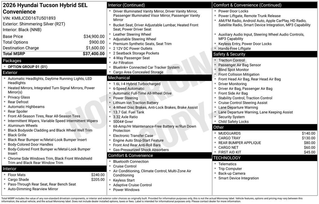 New 2026 Silver Hyundai SEL Convenience image 6