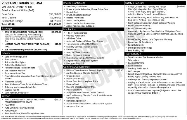 Used 2022 White GMC SLE image 2