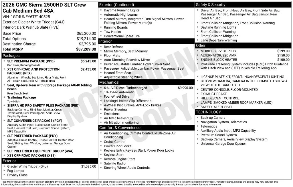 New 2026 Glacier White Tricoat GMC SLT image 4
