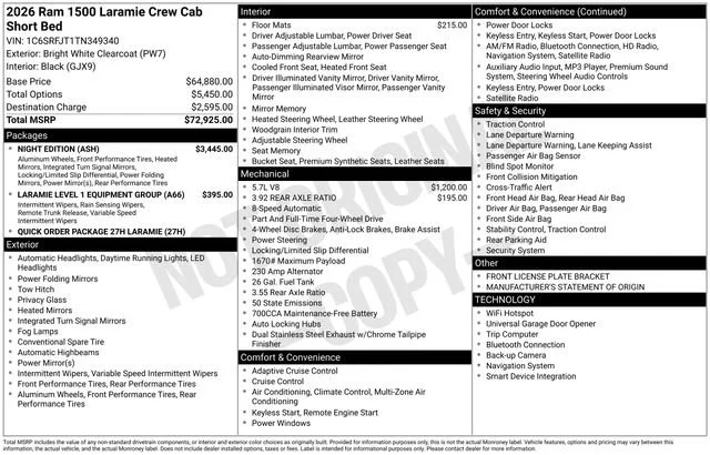 New 2026 Bright White Clear-Coat Exterior Paint RAM Laramie image 30