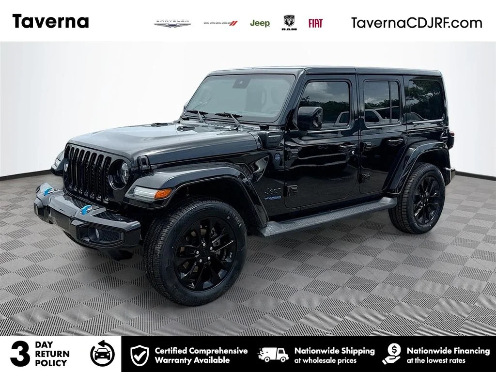 Used 2021 Black Jeep Unlimited Sahara 4xe image 1