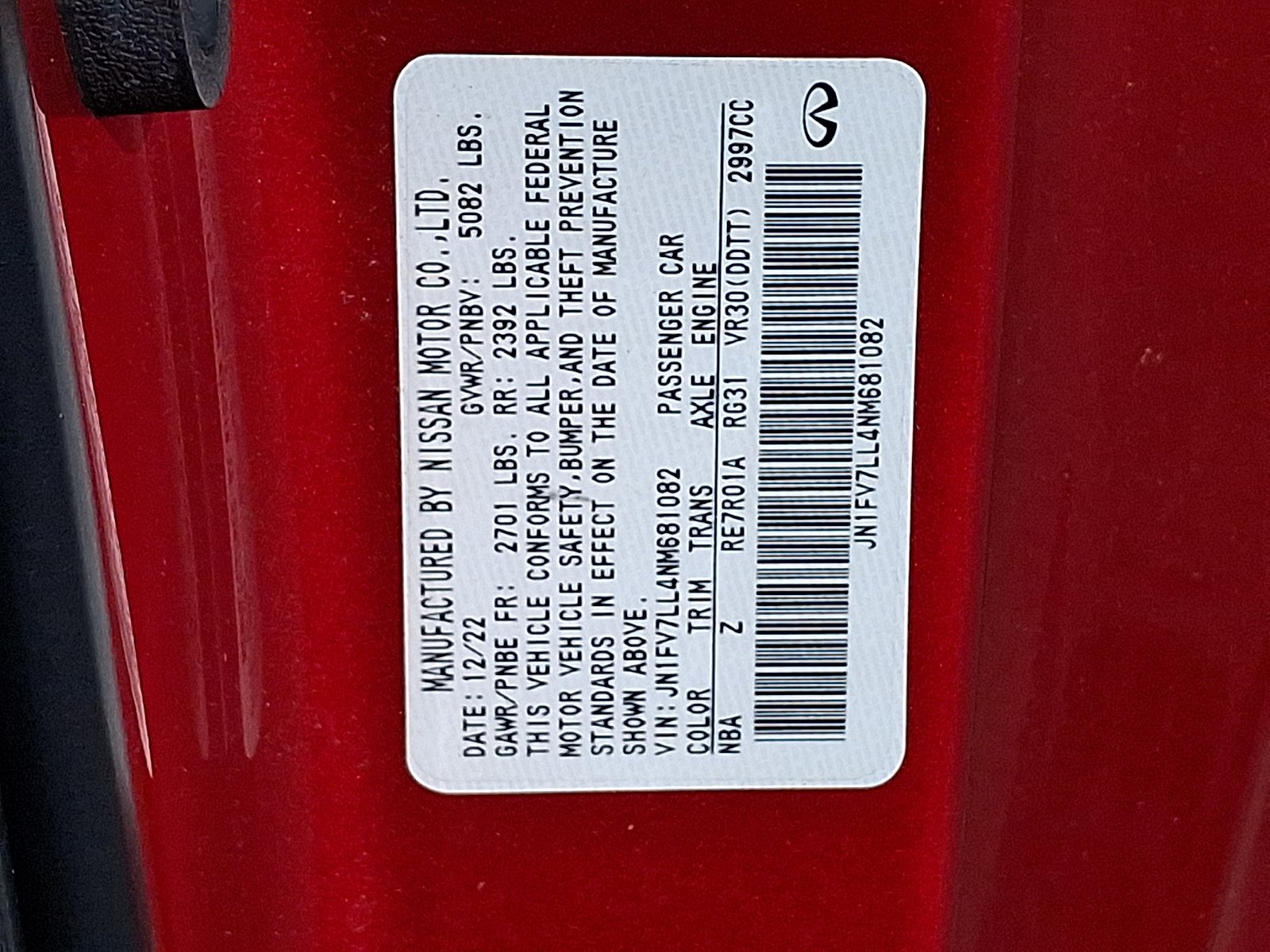 Certified Used 2022 Dynamic Sunstone Red - NBA INFINITI RED SPORT 400 AWD image 27