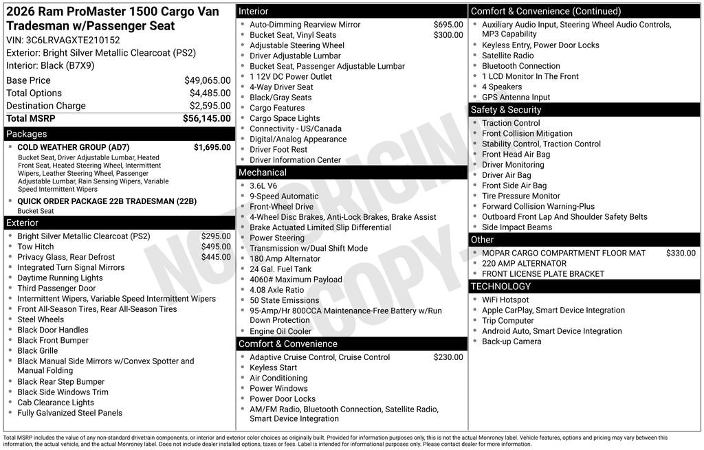 New 2026 Bright Silver Metallic Clear-Coat Exterior Paint RAM Low Roof image 3