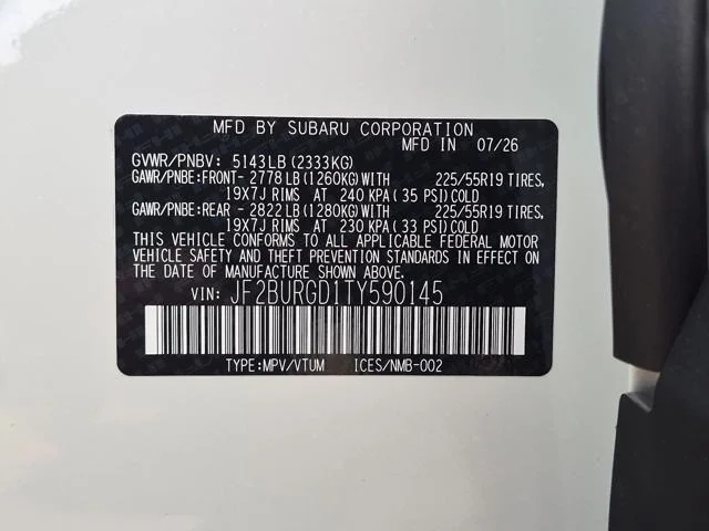 New 2026 CRYSTAL WHITE PEARL Subaru Limited XT image 52