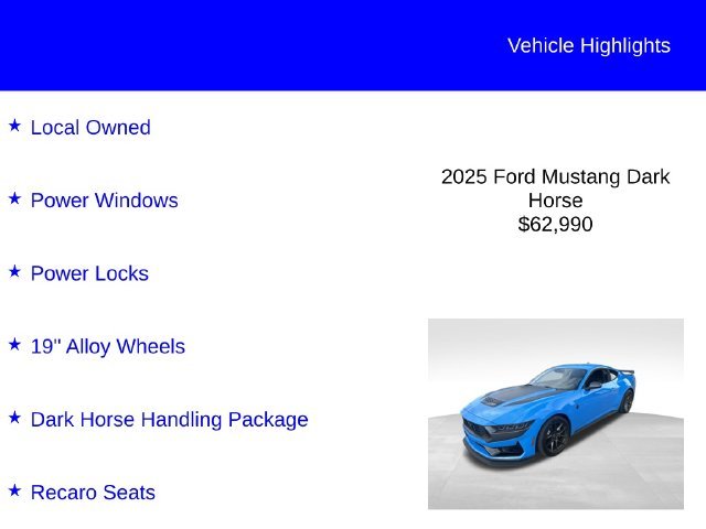 Used 2025 Grabber Blue Ford Dark Horse image 2
