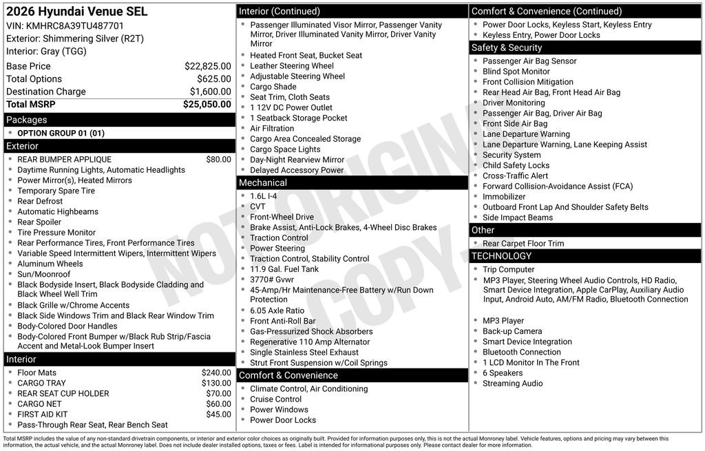 New 2026 Silver Hyundai SEL image 6