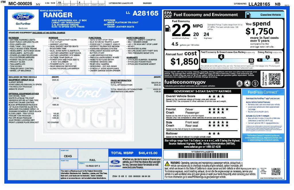 Used 2020 White Ford Lariat image 26