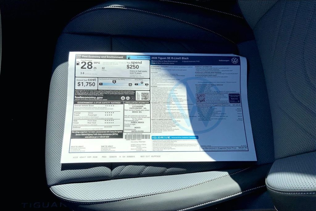 New 2026 Monterey Blue Pearl Volkswagen 2.0T SE R-Line Black image 13