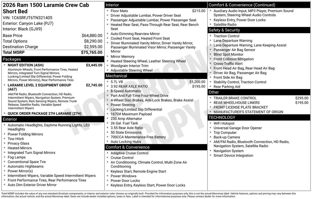 New 2026 Canyon Lake Exterior Paint RAM Laramie image 33