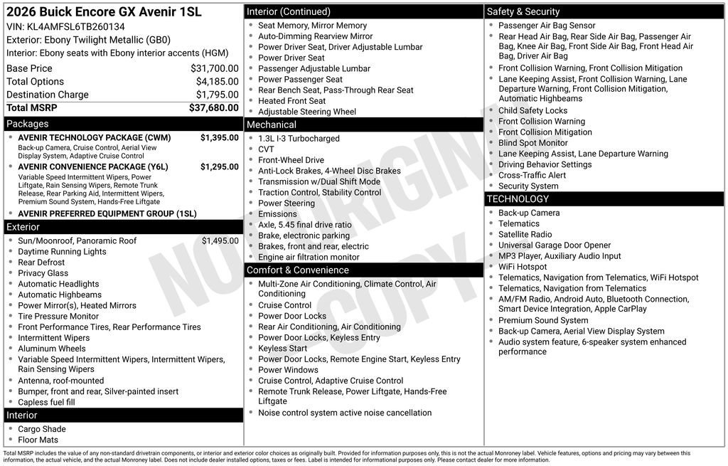 New 2026 Ebony Twilight Metallic Buick Avenir image 27