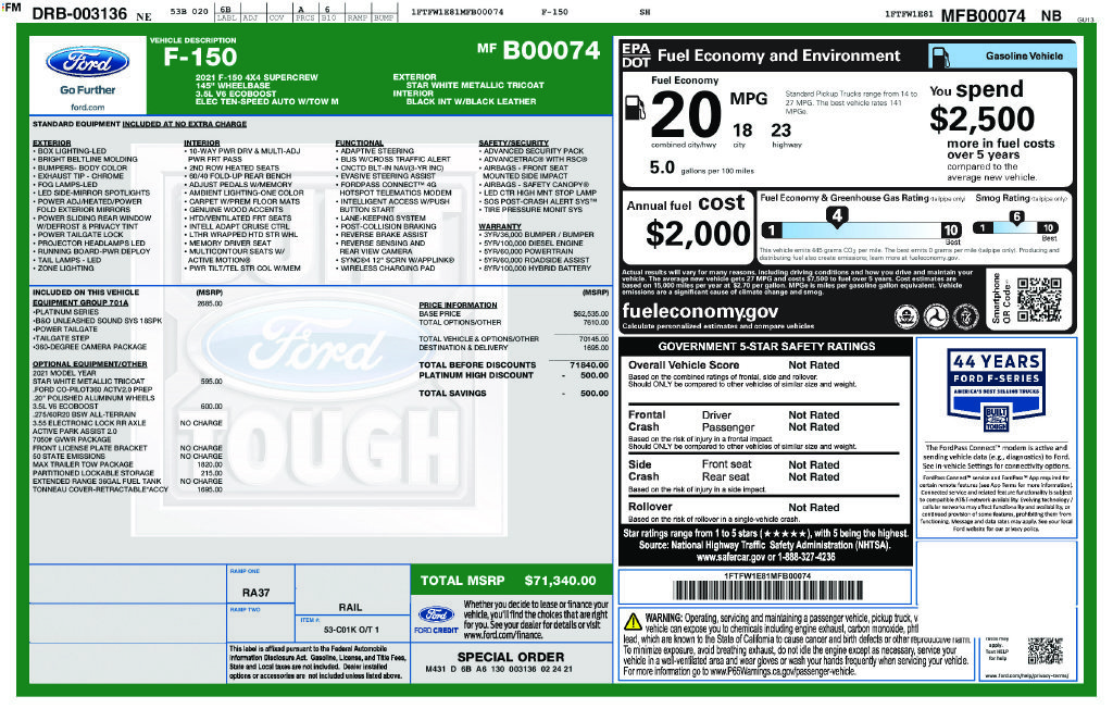 Used 2021 White Ford Platinum image 38