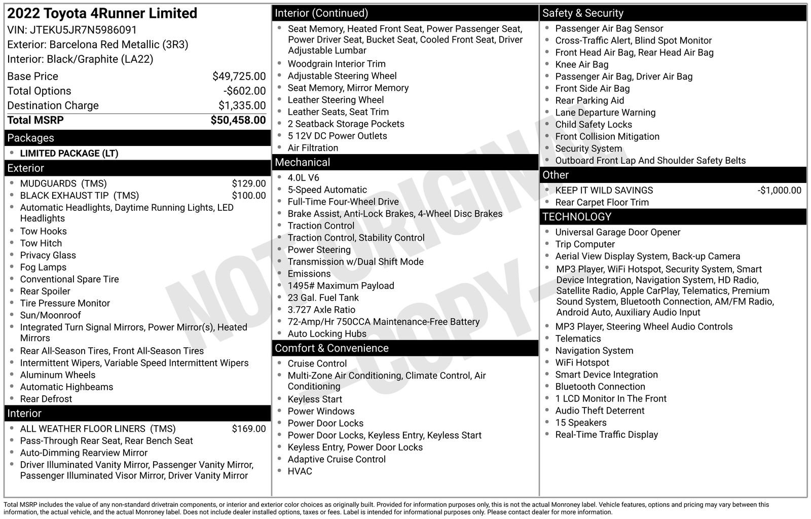 Used 2022 Red Toyota Limited image 7