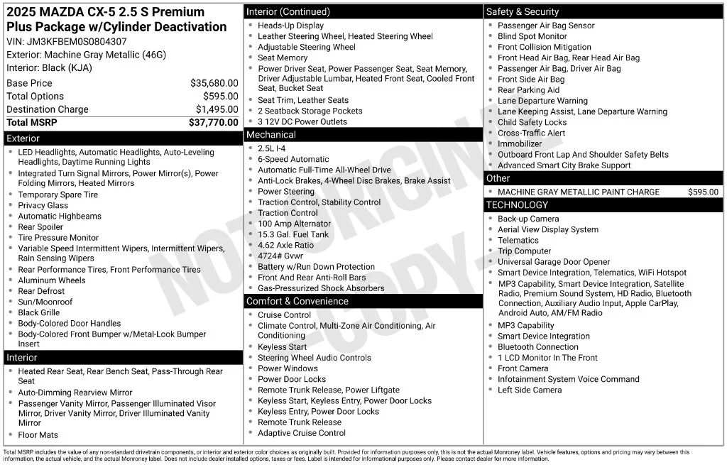 Used 2025 Gray Mazda 2.5 S Premium Plus Package image 5