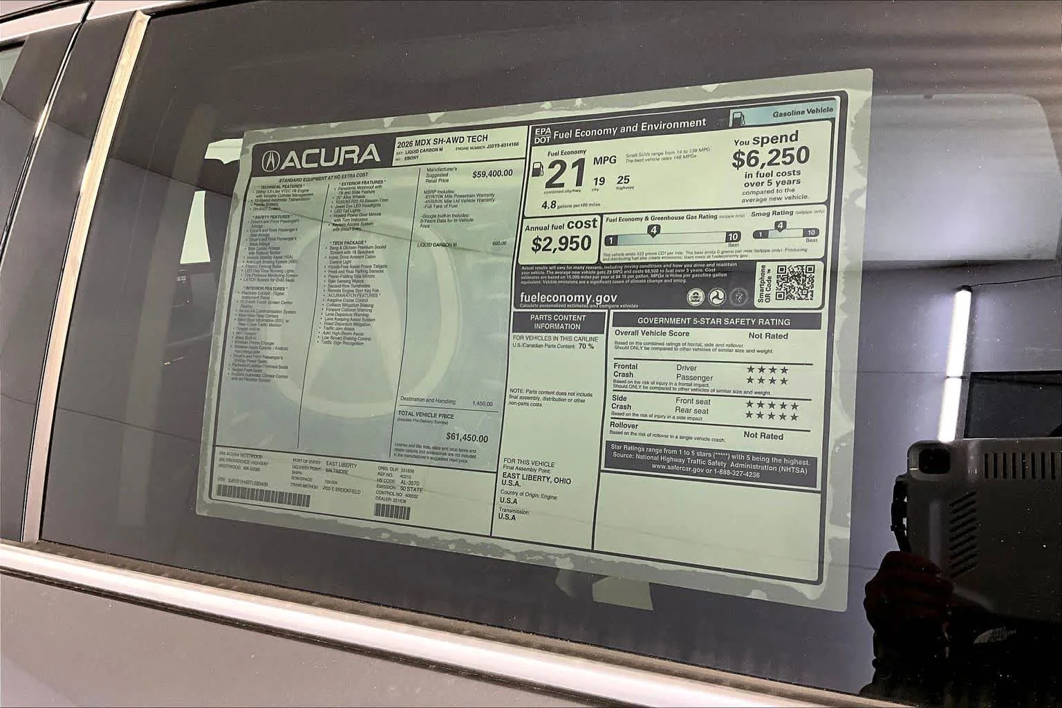 New 2026 Liquid Carbon Metallic Acura With Technology Package image 19