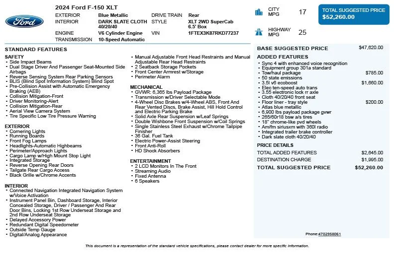 Used 2024 Blue Ford XLT image 3