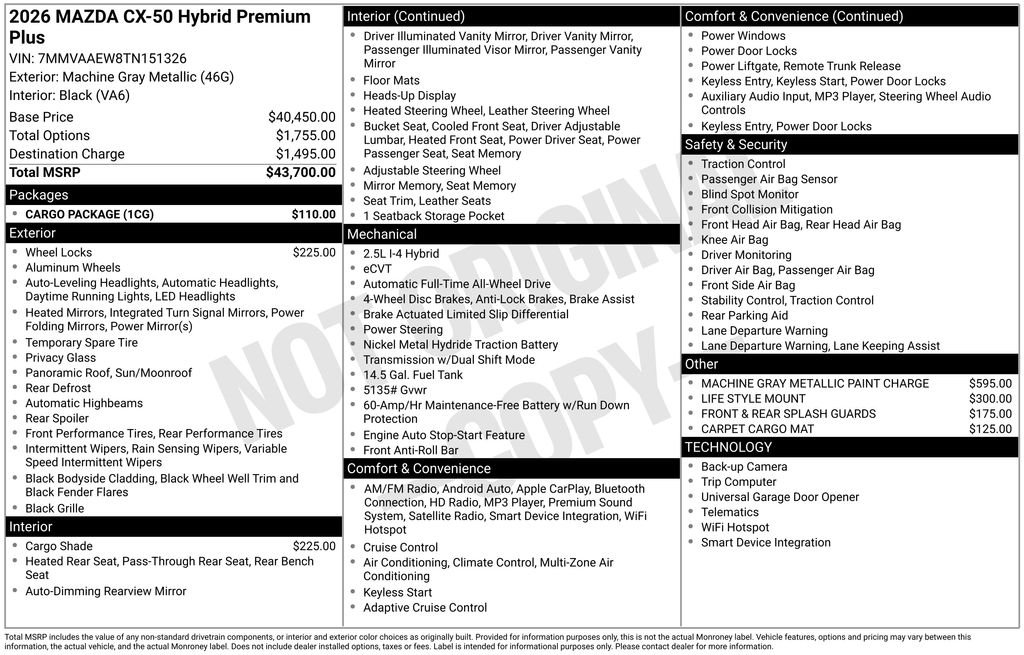 New 2026 Gray Mazda Premium Plus image 4