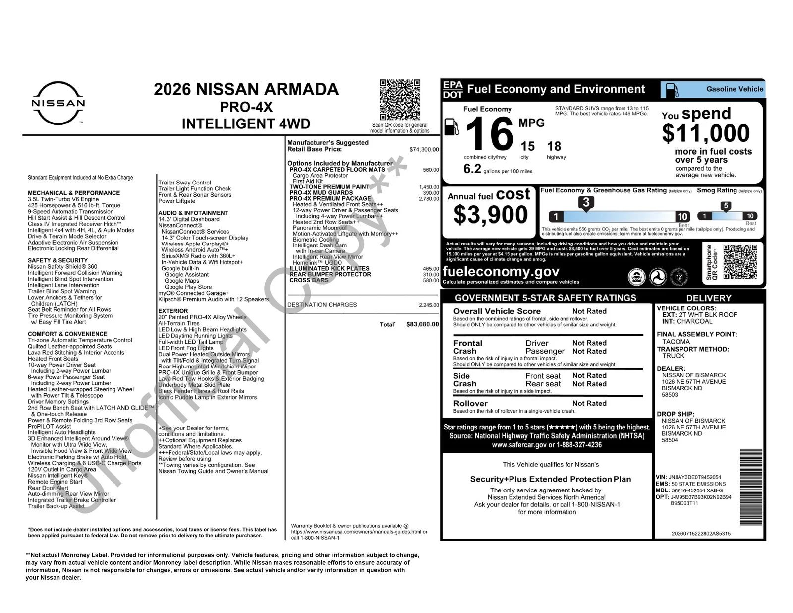 New 2026 Aspen White TriCoat / Super Black Two-tone Nissan PRO-4X® image 15