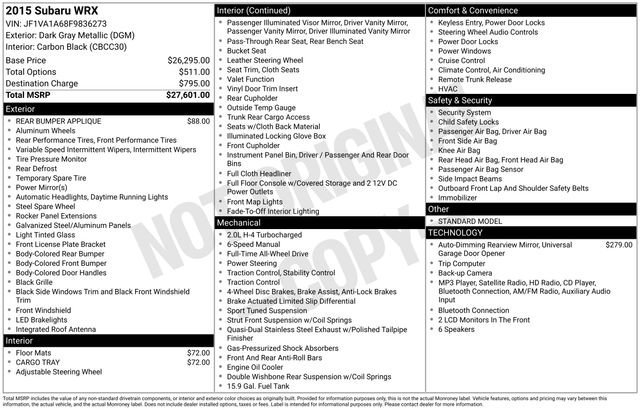 Used 2015 Dark Gray Metallic Subaru 4dr Sdn Man image 9
