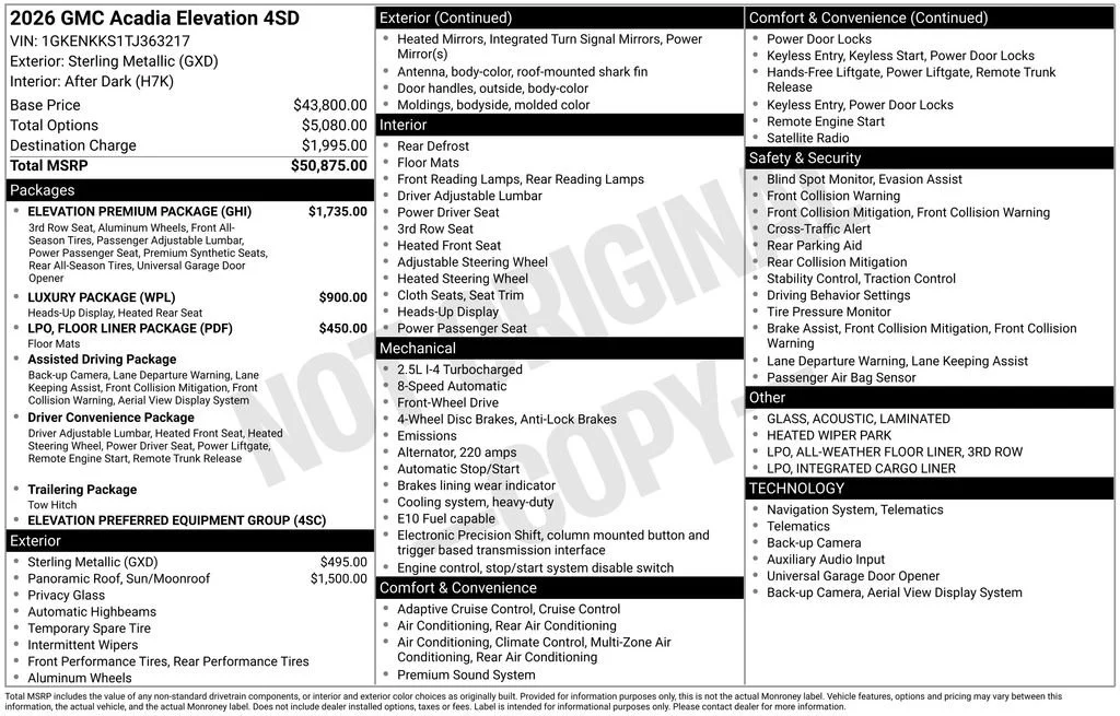 2026 GMC Acadia Elevation - Photo 47