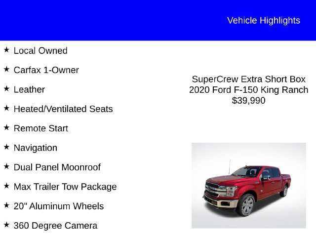 Used 2020 Rapid Red Metallic Tinted Clearcoat Ford King Ranch image 2