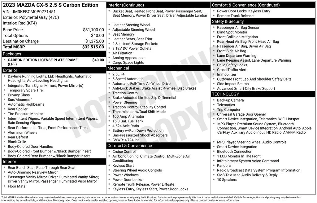 Used 2023 Gray Mazda 2.5 S Carbon Edition image 11