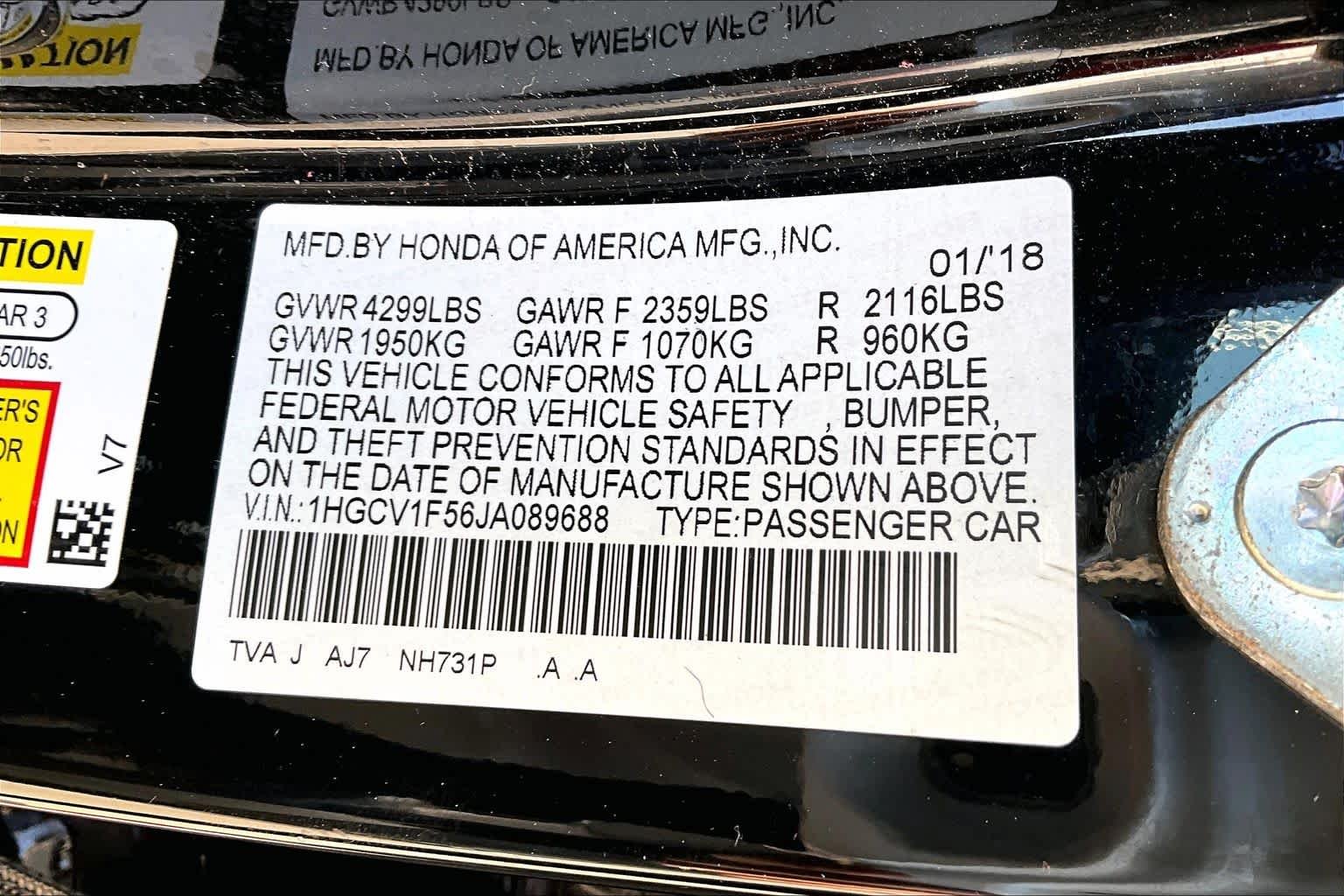 Used 2018 Crystal Black Pearl Honda EX-L 1.5T image 34