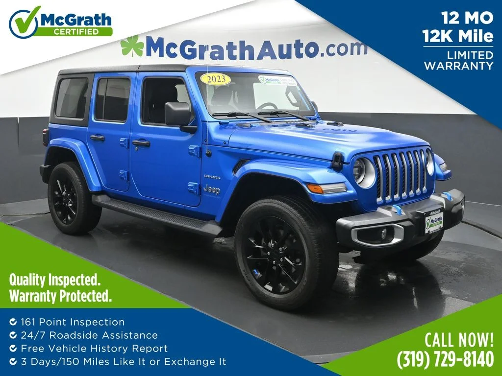 Certified Used 2023 Blue Jeep Sahara 4xe image 1
