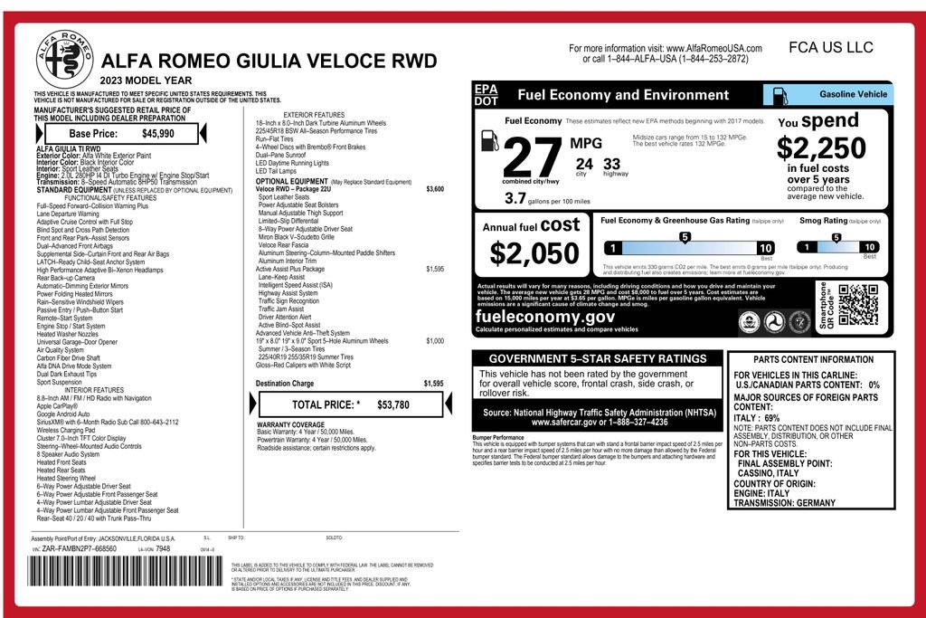 Used 2023 White Alfa Romeo Veloce image 3