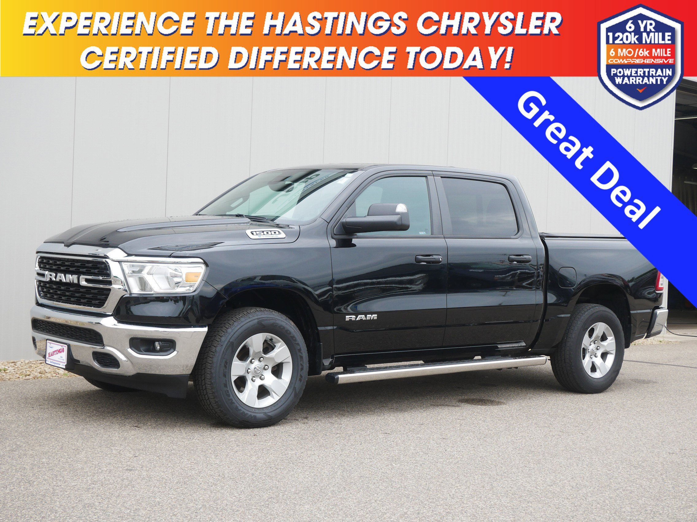 Used 2024 Diamond Black Crystal Pearlcoat Ram Big Horn image 1