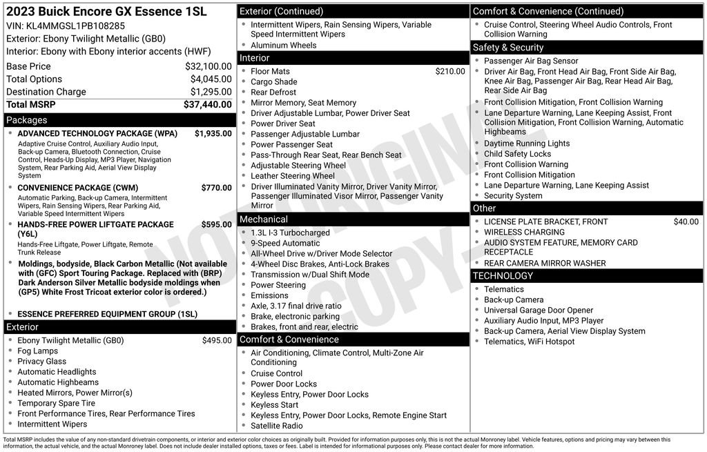 Used 2023 Black Buick Essence image 9
