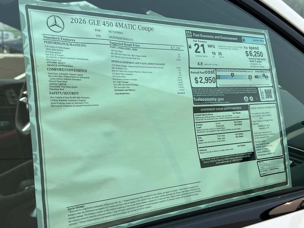 New 2026 Polar White Mercedes-Benz GLE 450 image 74
