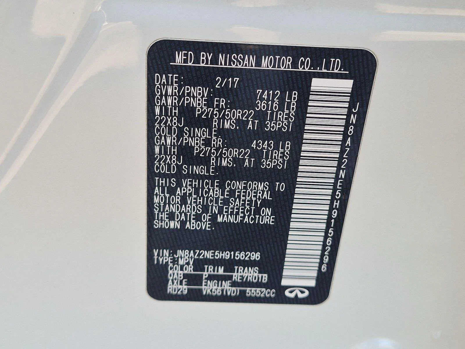 Used 2017 Majestic White INFINITI  image 39