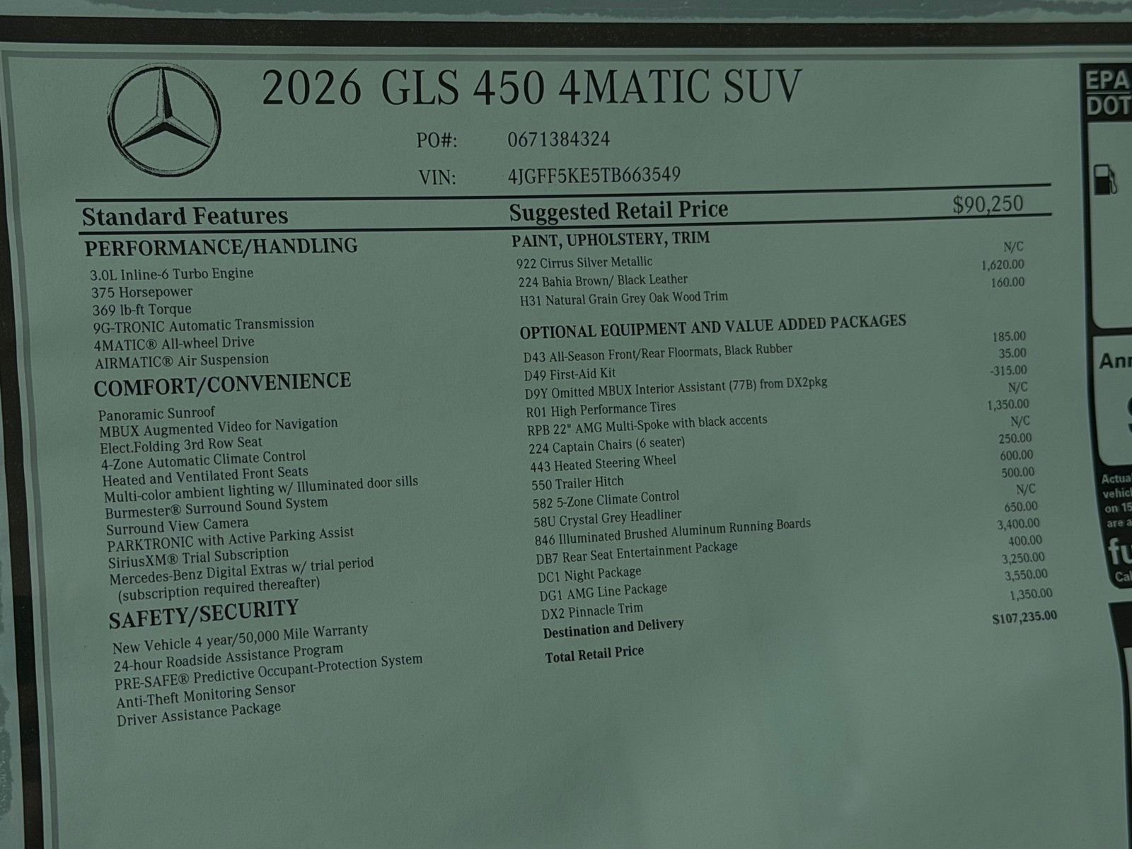 New 2026 Cirrus Silver Metallic Mercedes-Benz GLS 450 image 26