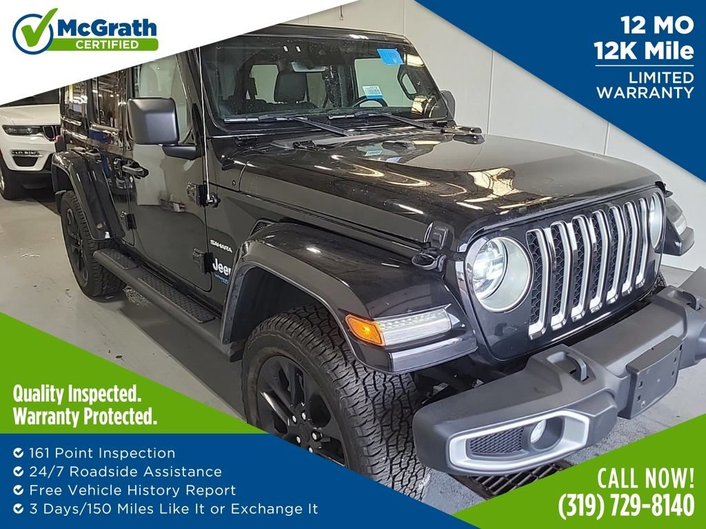 Used 2021 Black Jeep Unlimited Sahara 4xe image 1