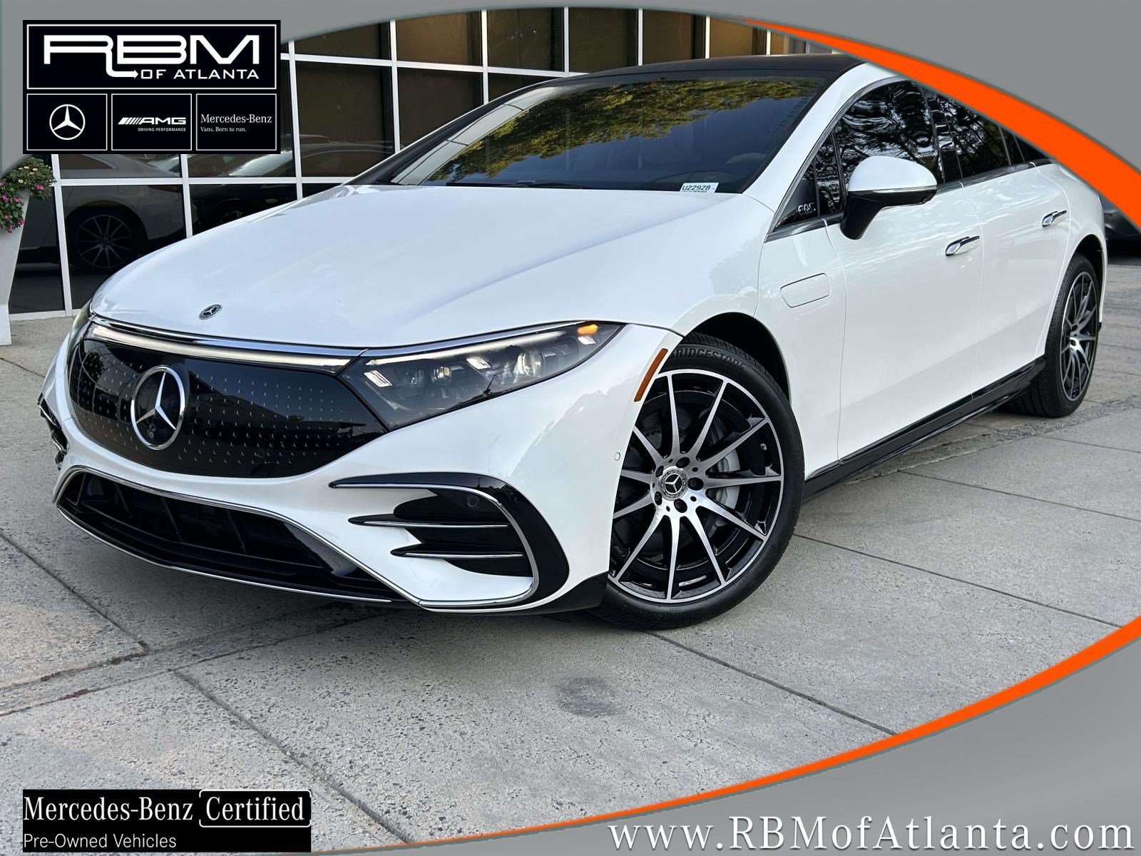 Certified Used 2023 MANUFAKTUR Diamond White Mercedes-Benz EQS 450 4MATIC® Sedan image 1