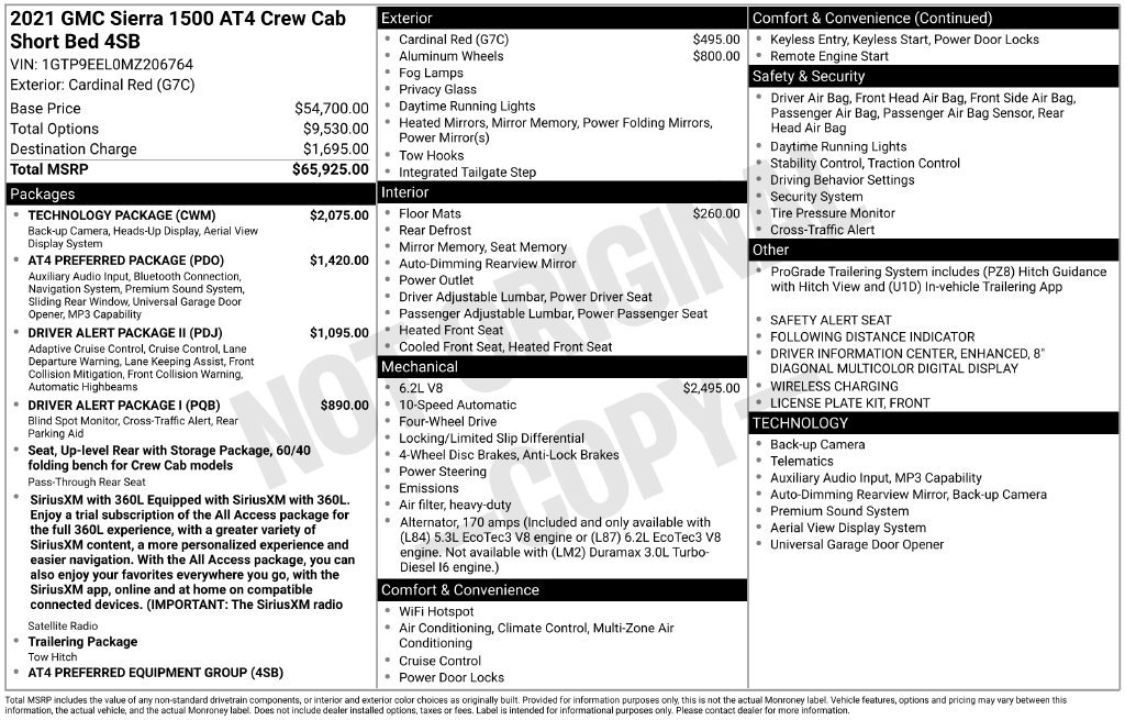 Used 2021 Red GMC AT4 image 2