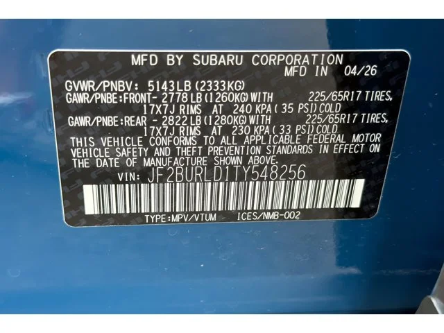 New 2026 GEYSER BLUE Subaru Wilderness image 54