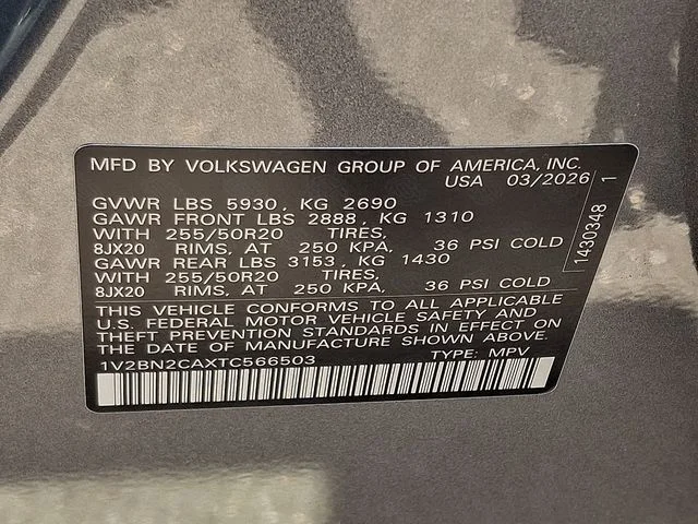 New 2026 Silver Volkswagen 2.0T SEL image 17